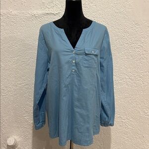 J. Jill Coastal Grandma Sky Blue Blouse Size L Long Sleeve Women’s Top Casual